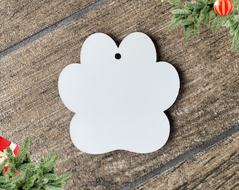 Paw Print Sublimation Ornament: Hardboard Christmas Blank
