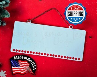 Candy Canes Countdown Sign Blank: Sublimation Holiday Ornament (UNISUB)