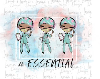 Archivo digital PNG de enfermera: Diseño de trabajador médico esencial (descarga digital)