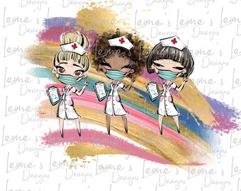 Archivo PNG de enfermera: Diseño para trabajadores médicos esenciales (descarga digital)