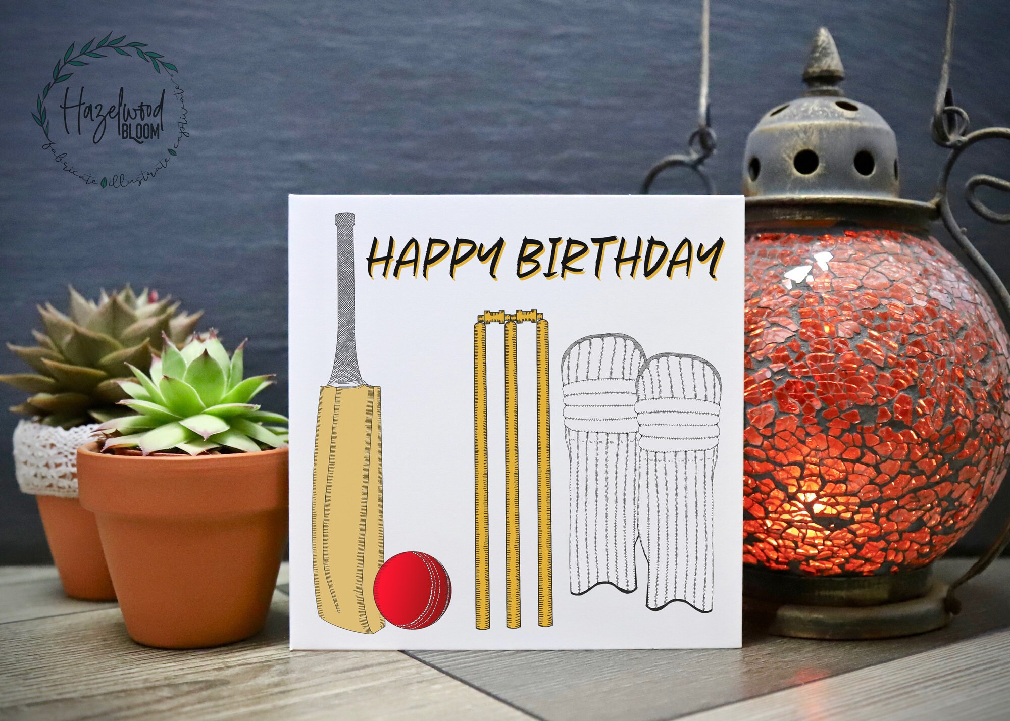 Cricket Birthday Card Original Handdrawn Design Square Etsy