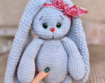 Crochet Big Plush Bunny: Personalized Soft Stuffed Rabbit (14 inch)