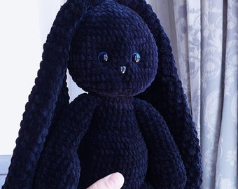 Crochet Big Black Bunny: Handmade Amigurumi Plush Toy