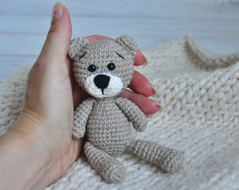 Crochet Teddy Bear Photo Prop,Amigurumi Newborn Toy
