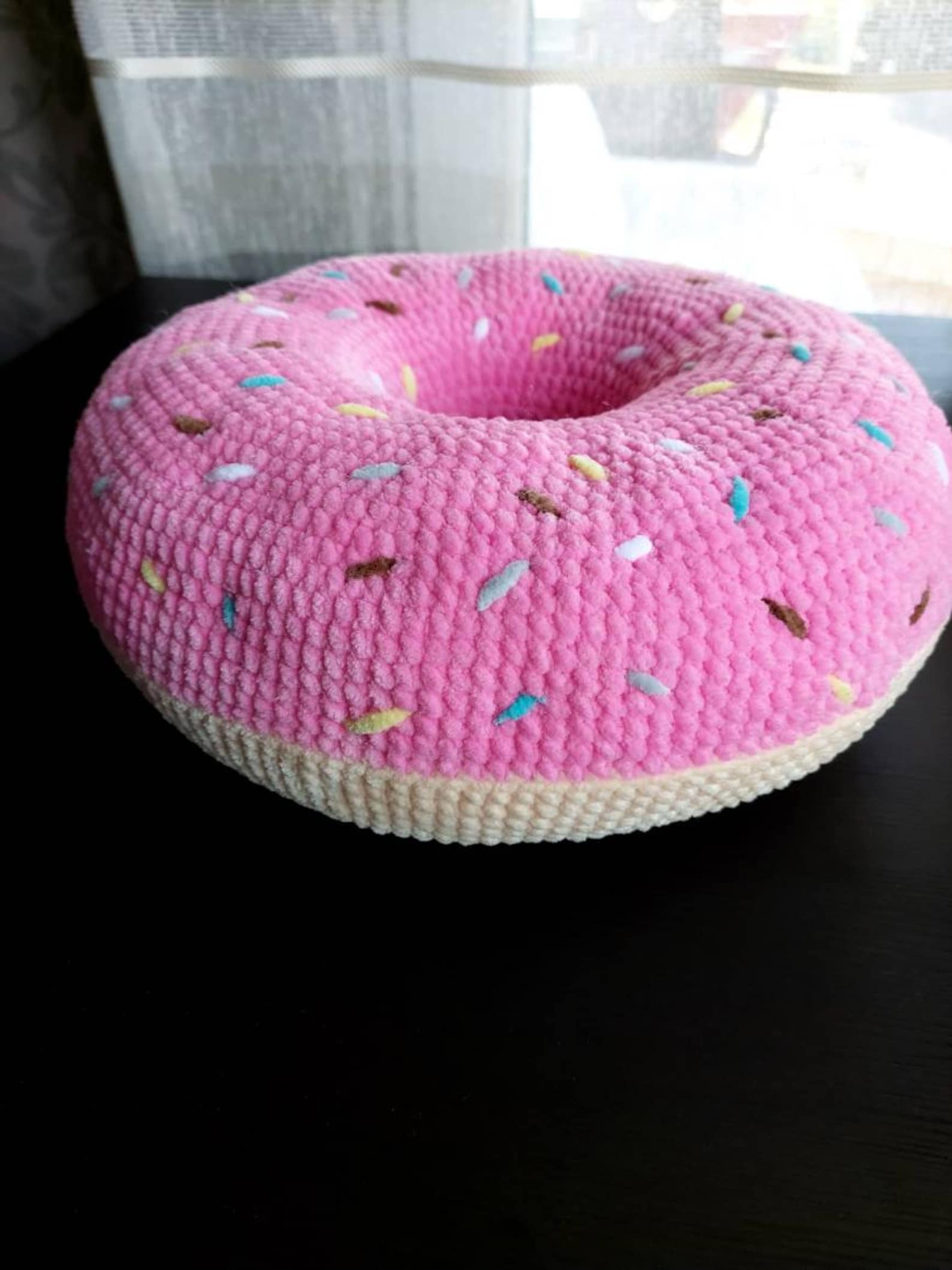 Crochet Donut Pillow Crochet Giant Donut Home Decor Etsy