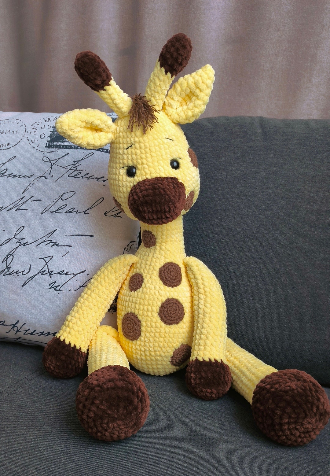 Crochet Plush Giraffe, Amigurumi Yellow Plush Giraffe, Handmade Plush