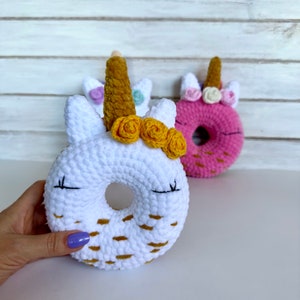 crochet unicorn donut pattern, amigurumi donut unicorn, pdf pattern donut unicorn