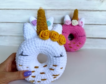 Motif licorne beignet au crochet, motif Amigurumi (PDF)