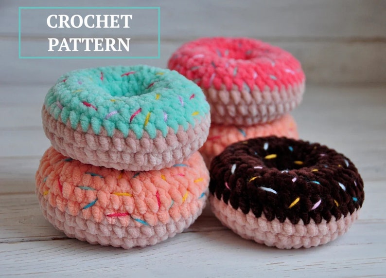 Häkelanleitung für Donuts, Amigurumi-Donuts, Häkelanleitung für Donuts, PDF-Häkelanleitung, Häkelanleitung für Donuts als Schlüsselanhänger Bild 1