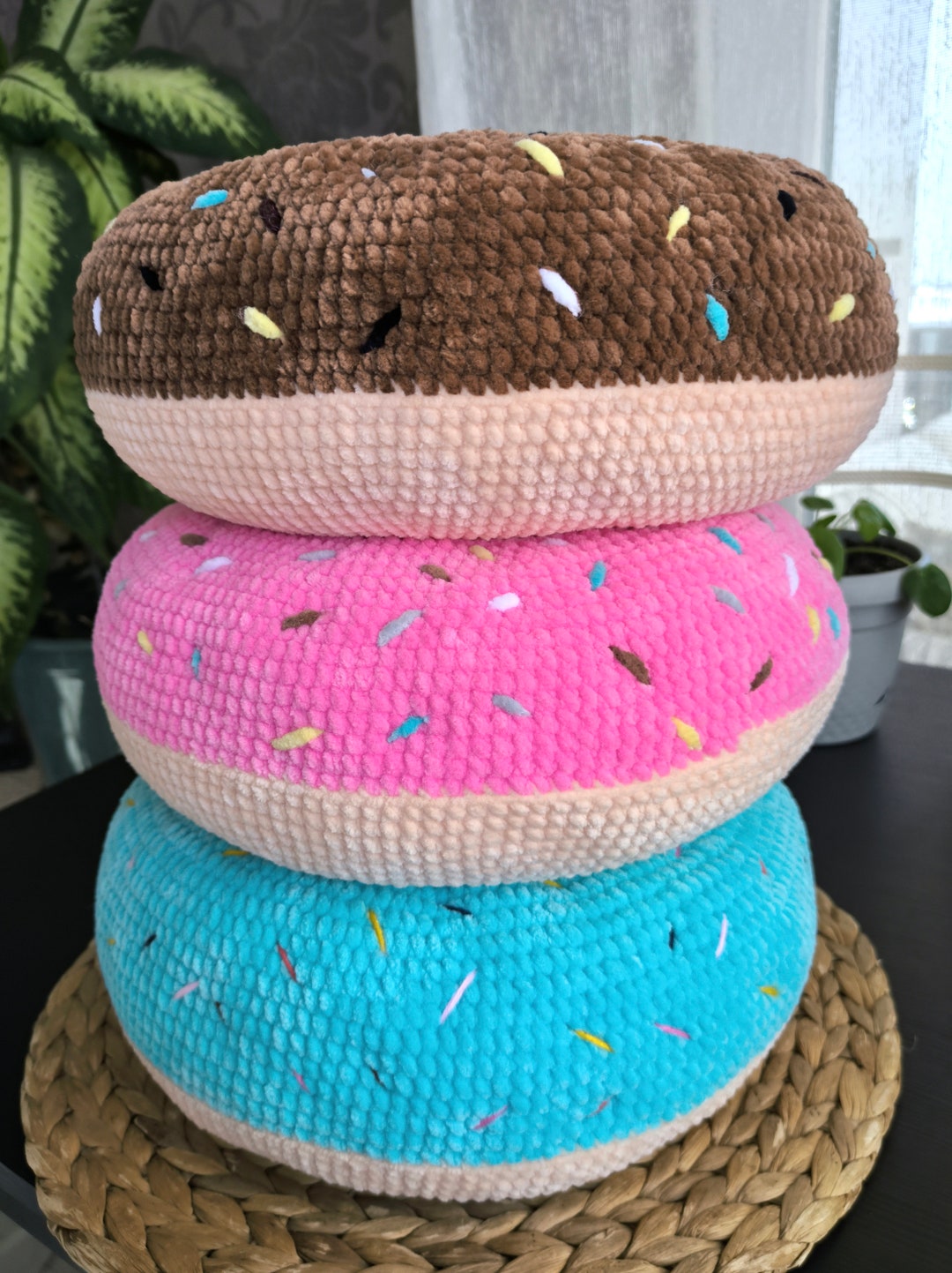 Crochet Donut Pillow, Crochet Giant Donut, Home Decor Etsy