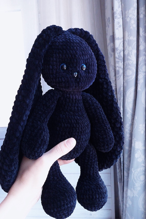 Crochet black bunny Amigurumi plush toy Handmade plush bunny Crochet cute plush toy personalized gift Etsy