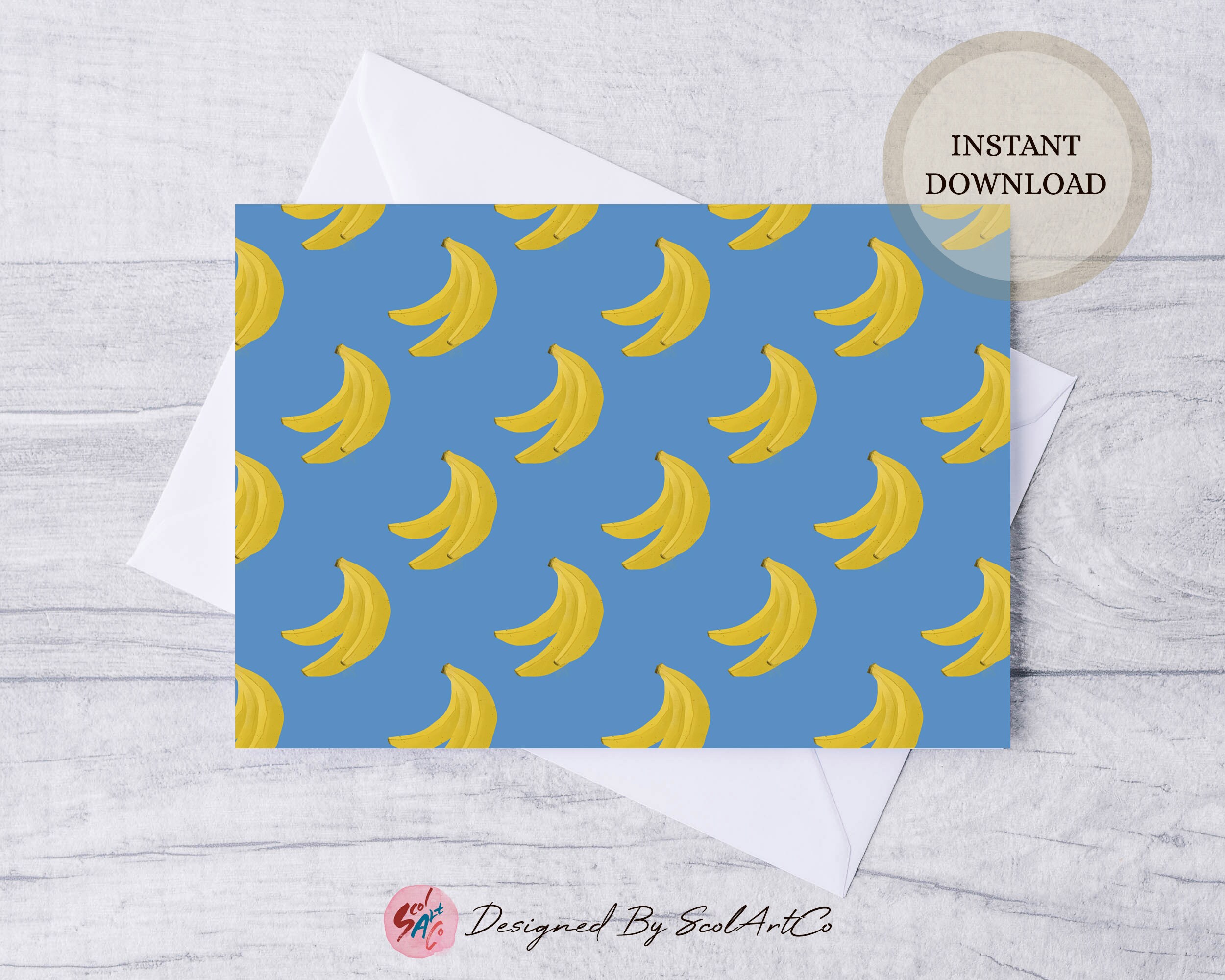 Printable Banana Patterned Card Tropical Fruits Card Blank - Etsy UK