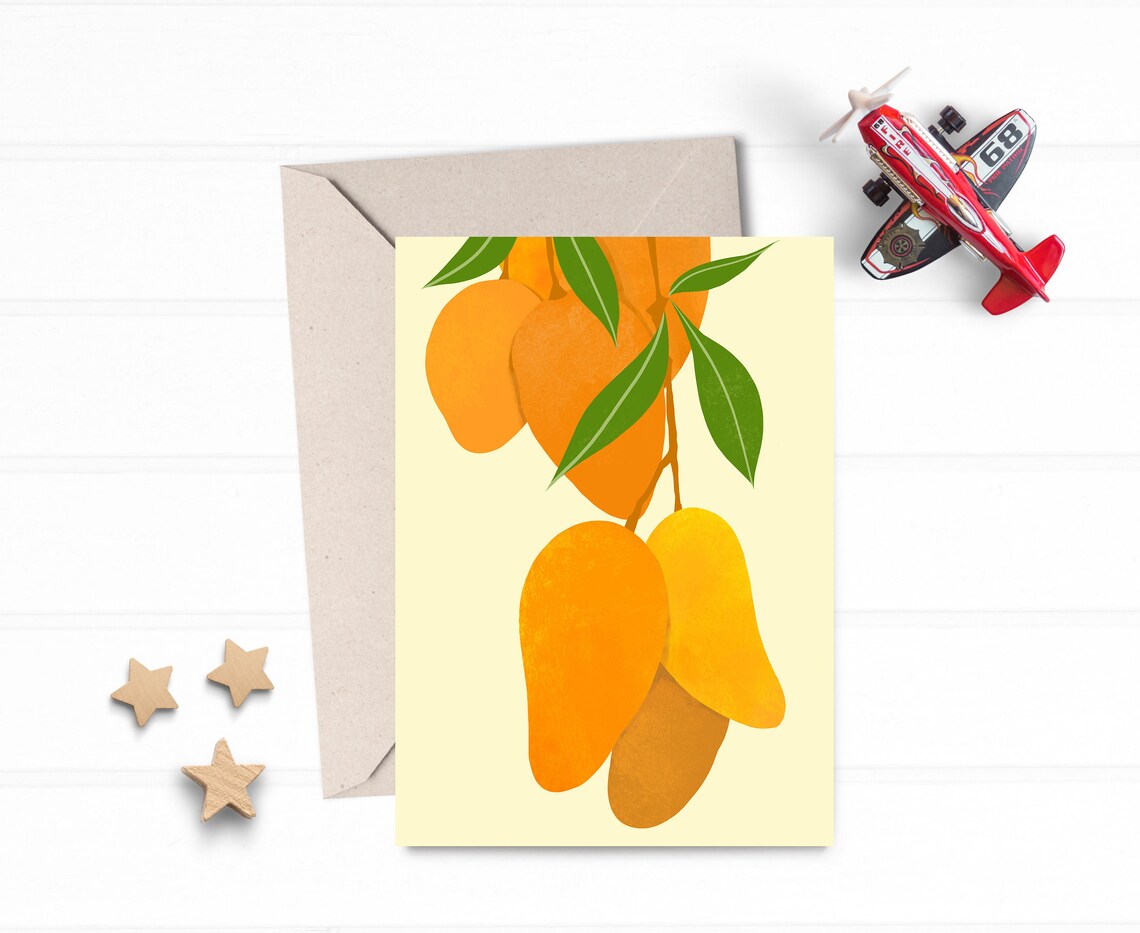 Printable card Mango card Tropical fruits print Fruit card Etsy