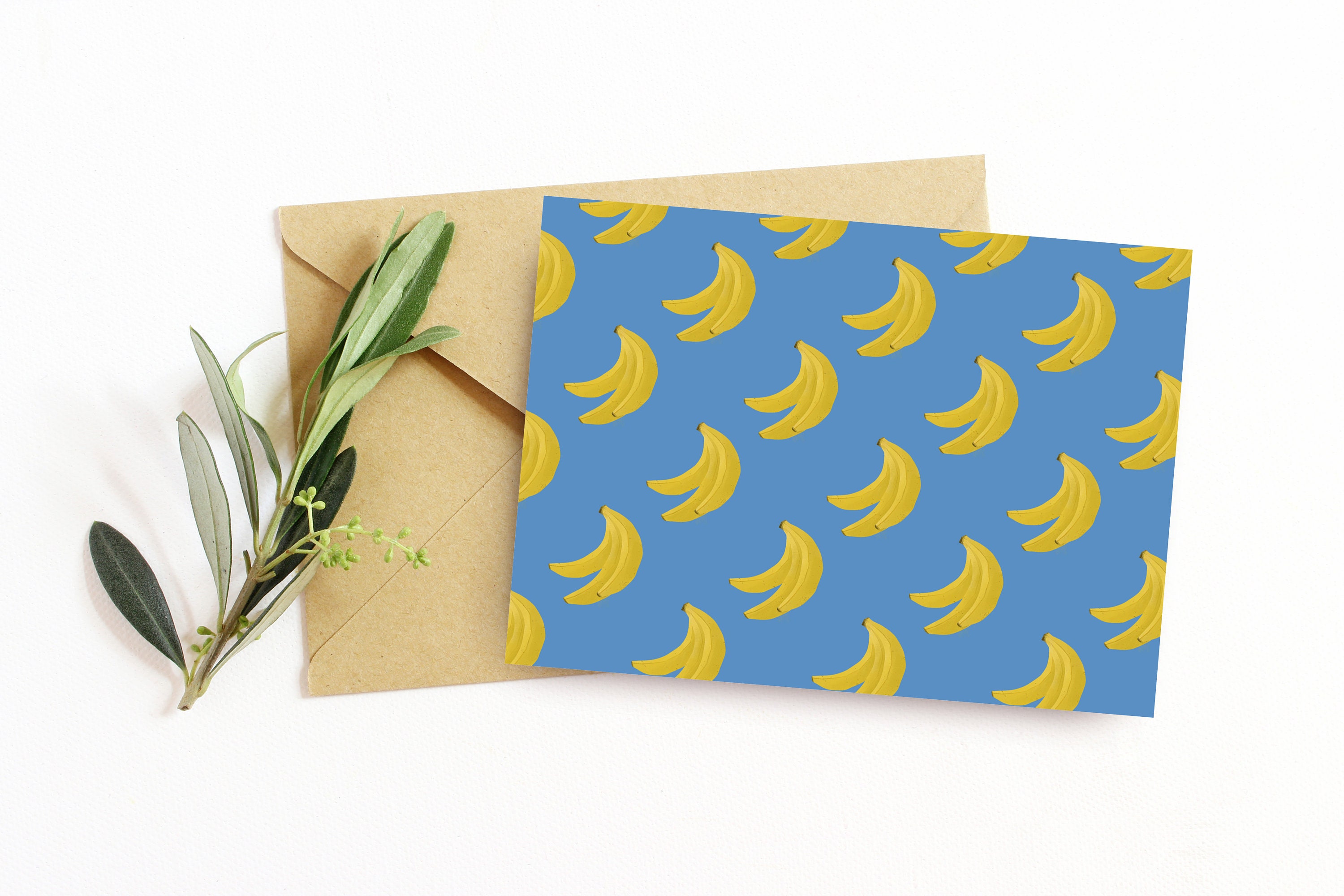 Printable Banana Patterned Card Tropical Fruits Card Blank | Etsy