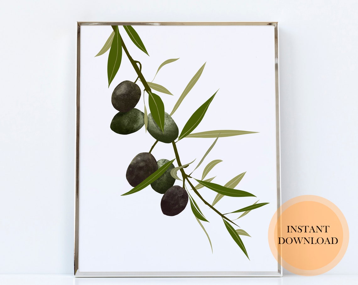 Green Wall Art, Olive Tree Art, Olive Botanical Print, Olive Poster