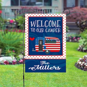 Personalized Custom Welcome To Our Camper Camping Garden Flag 12x18