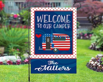 Personalized Custom Welcome To Our Camper Camping Garden Flag 12x18