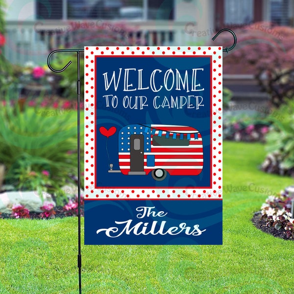 Personalized Custom Welcome To Our Camper Camping Garden Flag 12x18
