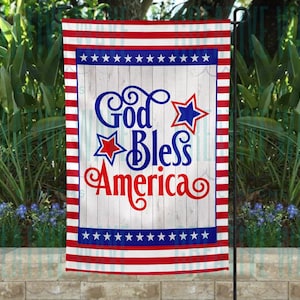 God Bless America Stars Garden Flag 12x18