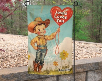 Jesus Loves You Garden Flag 12x18