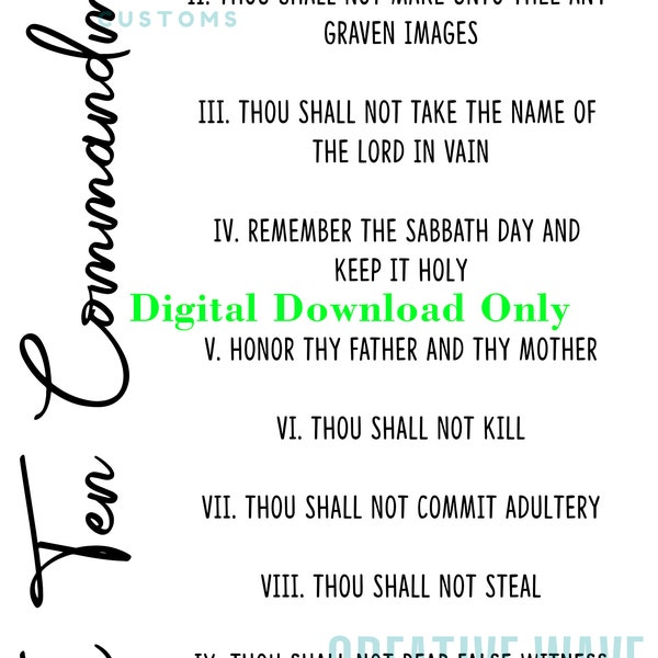 The Ten Commandments PNG PSD JPG Digital Download 300dpi