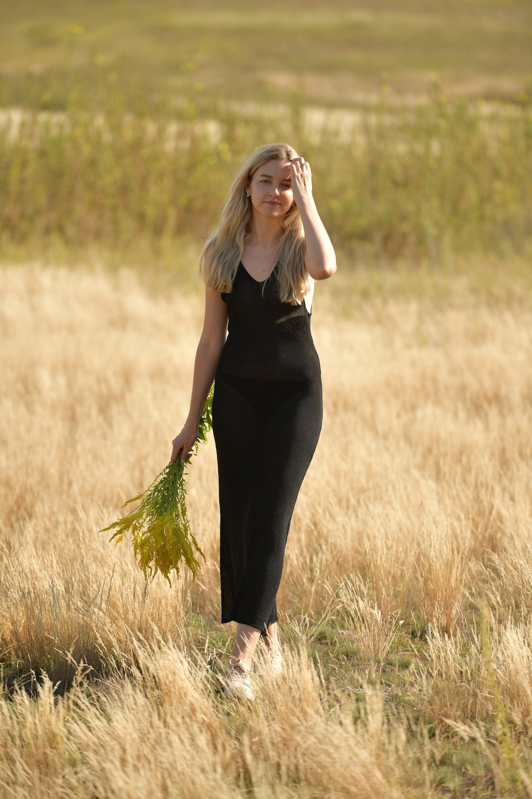 black sheer knit dress knitted summer dress, See through silk linen GREEN BRIDESMAID