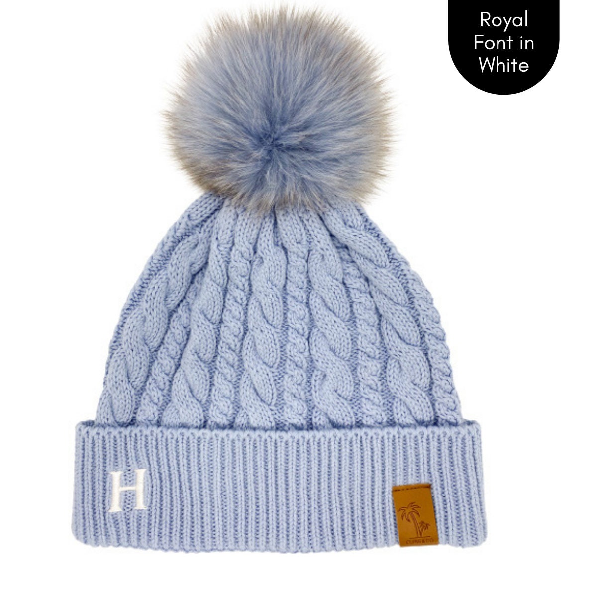 Personalised Blue Pom Pom Beanie Matching Kids & Adults Sizes Etsy
