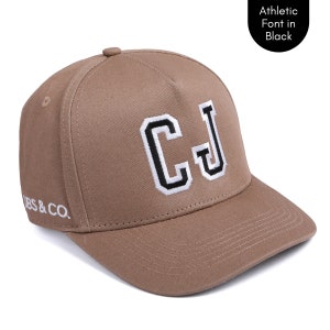 Personalised Brown Hat with customised initials Matching Baby, Kids & Dad Sizes Snapback Cap Christmas Gift Idea image 2