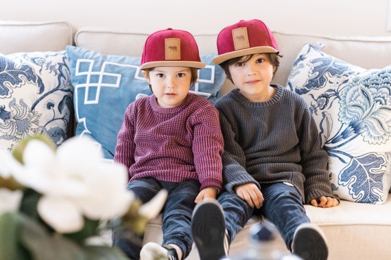 Red Suede Flat Brim Snapback Hat | Matching Family Hats  display picture 3