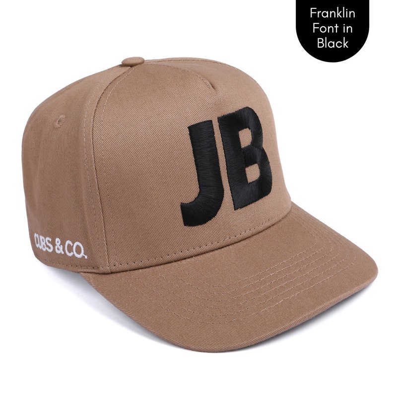 Personalised Brown Hat with customised initials Matching Baby, Kids & Dad Sizes Snapback Cap Christmas Gift Idea image 6