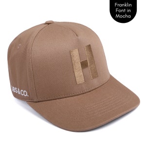 Personalised Brown Hat with customised initials Matching Baby, Kids & Dad Sizes Snapback Cap Christmas Gift Idea image 4