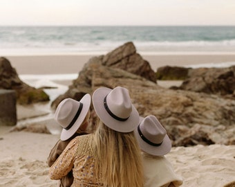 Dusty Taupe 100% Wool Fedora Hats | Matching Mum and Child Sizes | Gift idea
