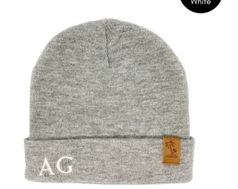 Personalised Grey Beanie with initials | Girls Beanie | Boys Beanie | Kids Beanie | Family Beanies | Matching Kids & Adults Beanies