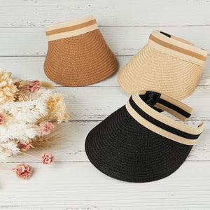 Summer Sun Visors | Cream, Tan & Black Visors | Matching Mum and Daughter Sun Visor Hats | Child and Adult sizes