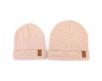 Light Pink Beanie | Girls Winter Beanie | Women's Beanie | Soft Beanie | Family Beanies | Matching Kids & Adults Beanies