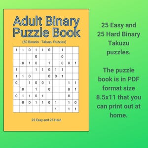 Takuzu Binary Puzzle Book: 50 Logic Challenges With Solutions (PDF Download 8.5x11in)