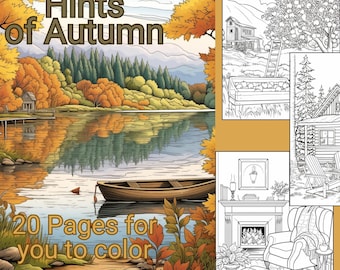 Autumn Scenes Coloring Pages: 20 Grayscale Designs (Printable PDF)