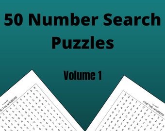 50 Number Search Puzzles for Adults: Large Print (PDF Download)