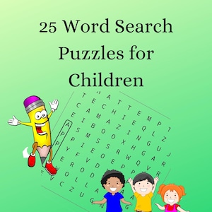 25 Kids Word Search Puzzles, Puzzles for Children, Wordsearch Puzzles, Kids Word Search, Wordsearch, Large Format