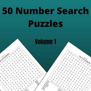 50 Number Search Puzzles, Puzzles for Grown Ups, Number search Puzzles, Adult Number Search, Numbersearch, Large Format