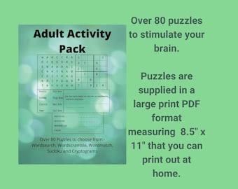 Adult Puzzle Book: Word Search, Sudoku, Cryptograms (Large Print PDF)