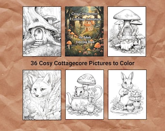 Cottagecore-kleurboek: 36 bosdierenpagina's (pdf)