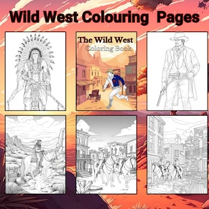 Wild West Colouring Book, 15 Wild West Coloring Pages, Wild West Coloring Pages for Kids, Colouring Book for Adults 8.5&quot; x 11&quot; Printable PDF