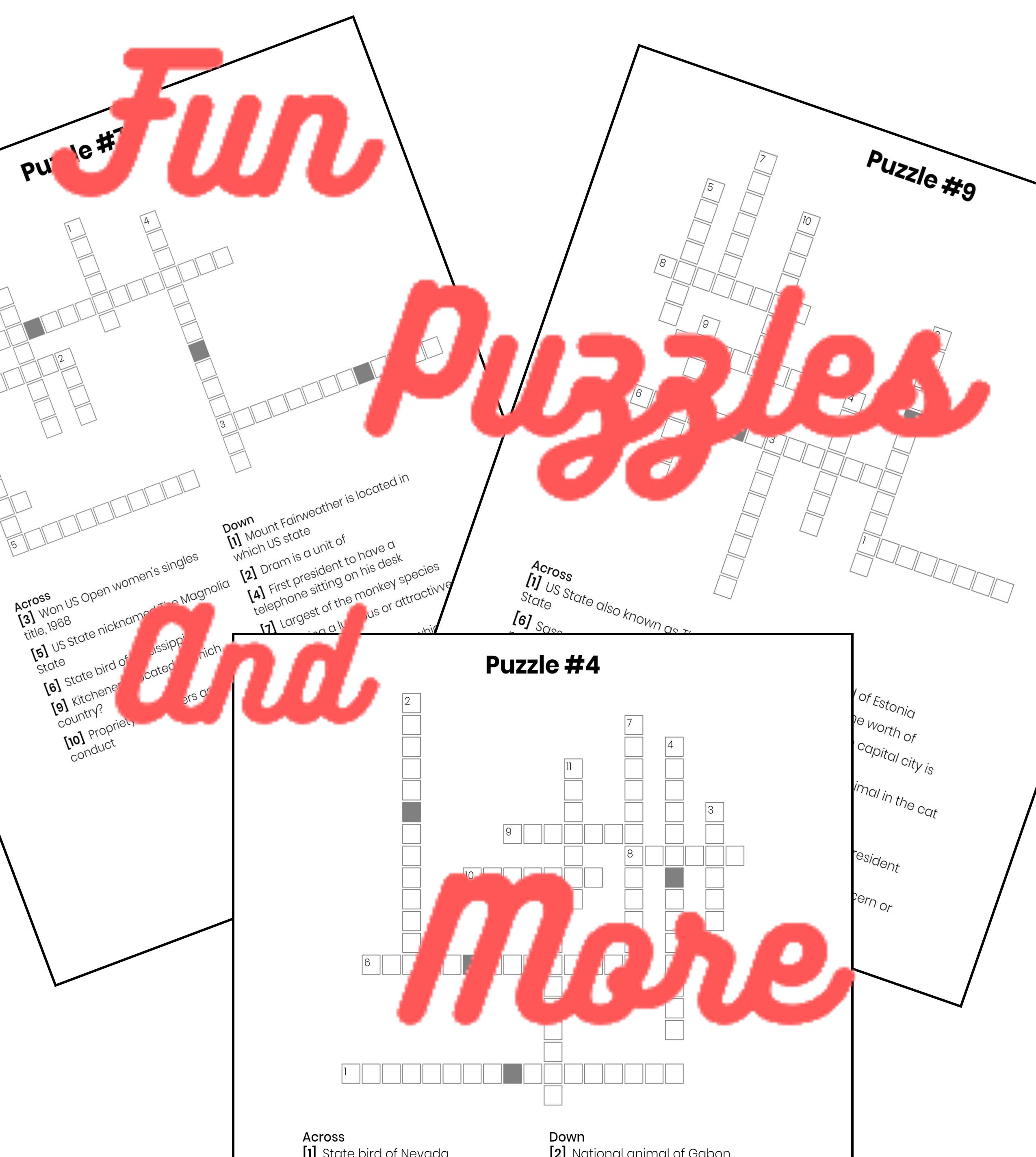 25 Adult General Knowledge Crossword Puzzles Volume 2 Etsy España