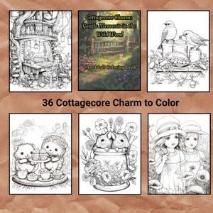 Cottagecore Charm Colouring Book, 36 Cute Coloring Pages, Printable Adult Coloring Pages, Cottage, Animals, Woodland, PDF Coloring Book