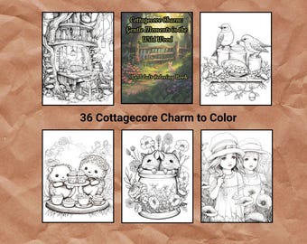 Kleurboek Cottagecore-dieren, 36 bosillustraties (pdf)
