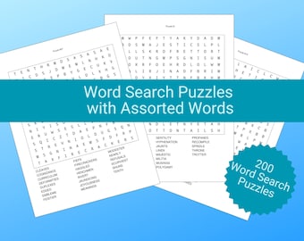 200 Adult Word Search Puzzles: Large Print (PDF Download)