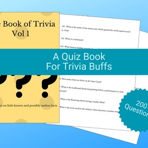 200 Trivia Questions, Quiz for Grown Ups, Downloadable Quiz, Trivia, Games Night Printable, Ready Made Quiz, Pub Quiz, Instant Download PDF