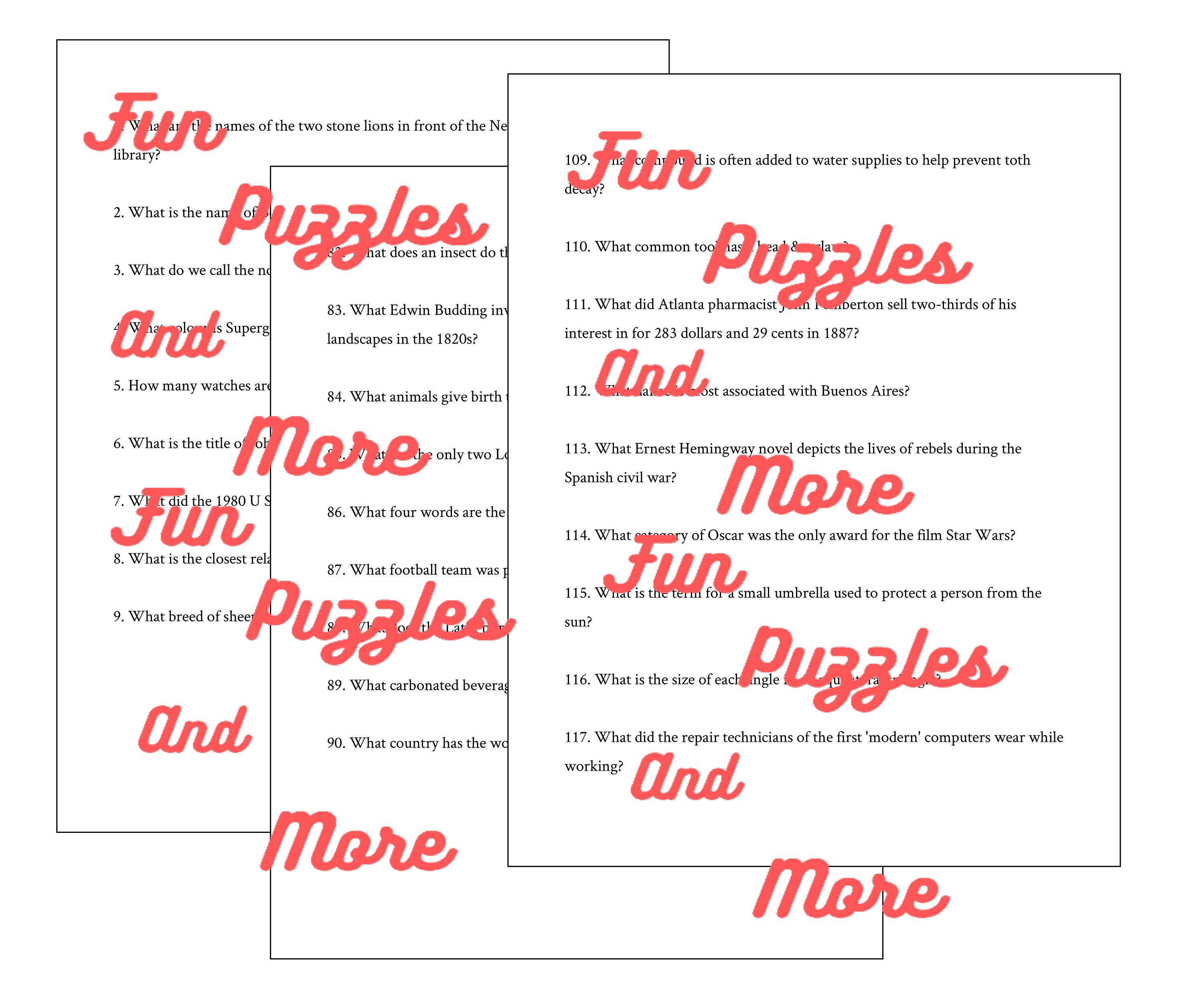 200 Trivia Questions Quiz for Grown Ups Downloadable Quiz Etsy