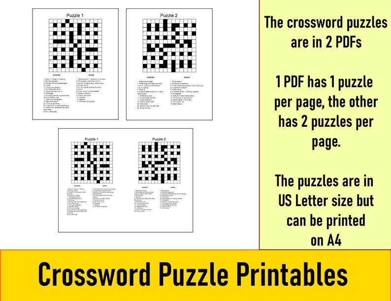 50 Printable Crossword Puzzles for Adults, Fun Activities for Seniors, Large Print Crosswords